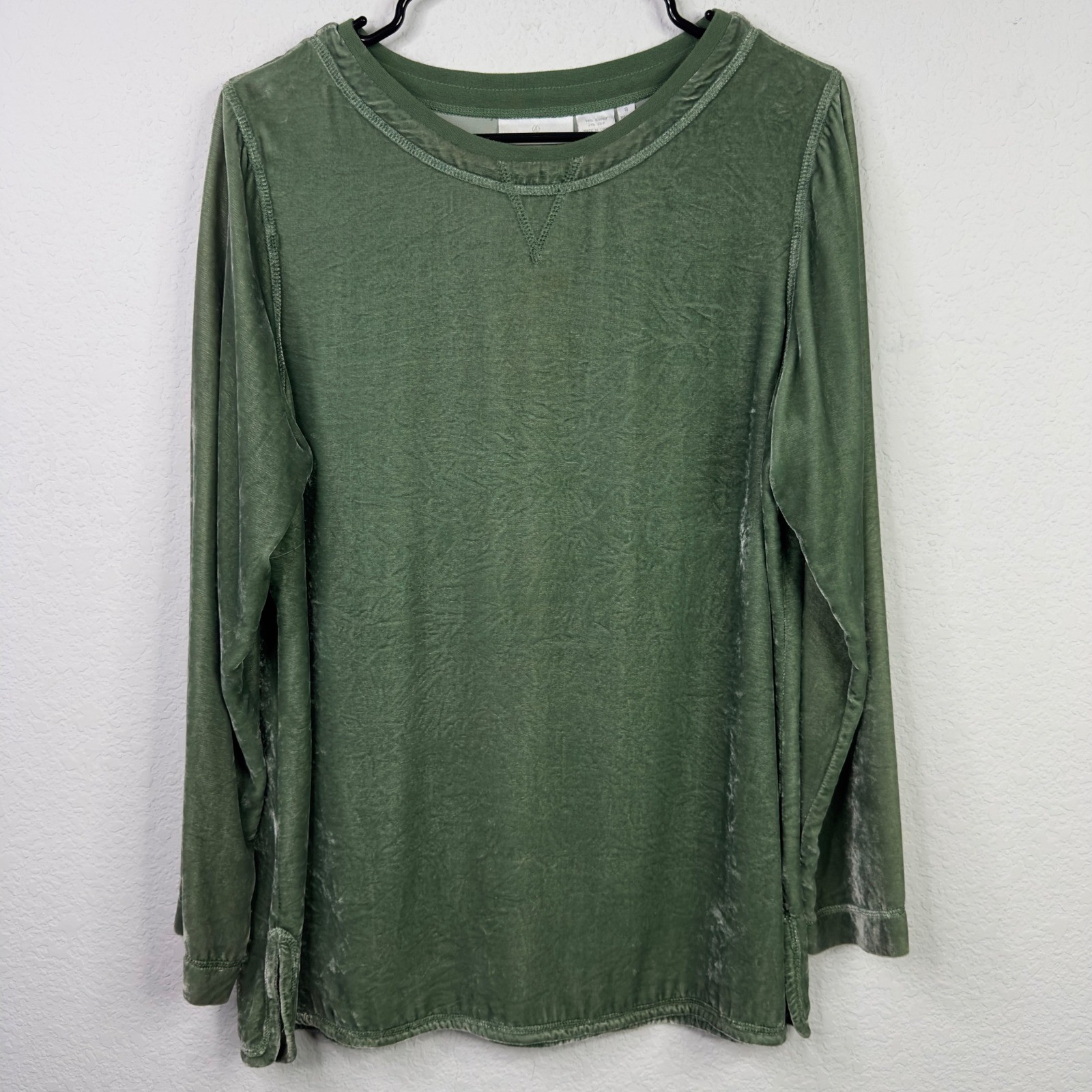 Soft Surroundings Shirt Women S Green Silk Blend Velvet Whimsigoth Holiday Boho
