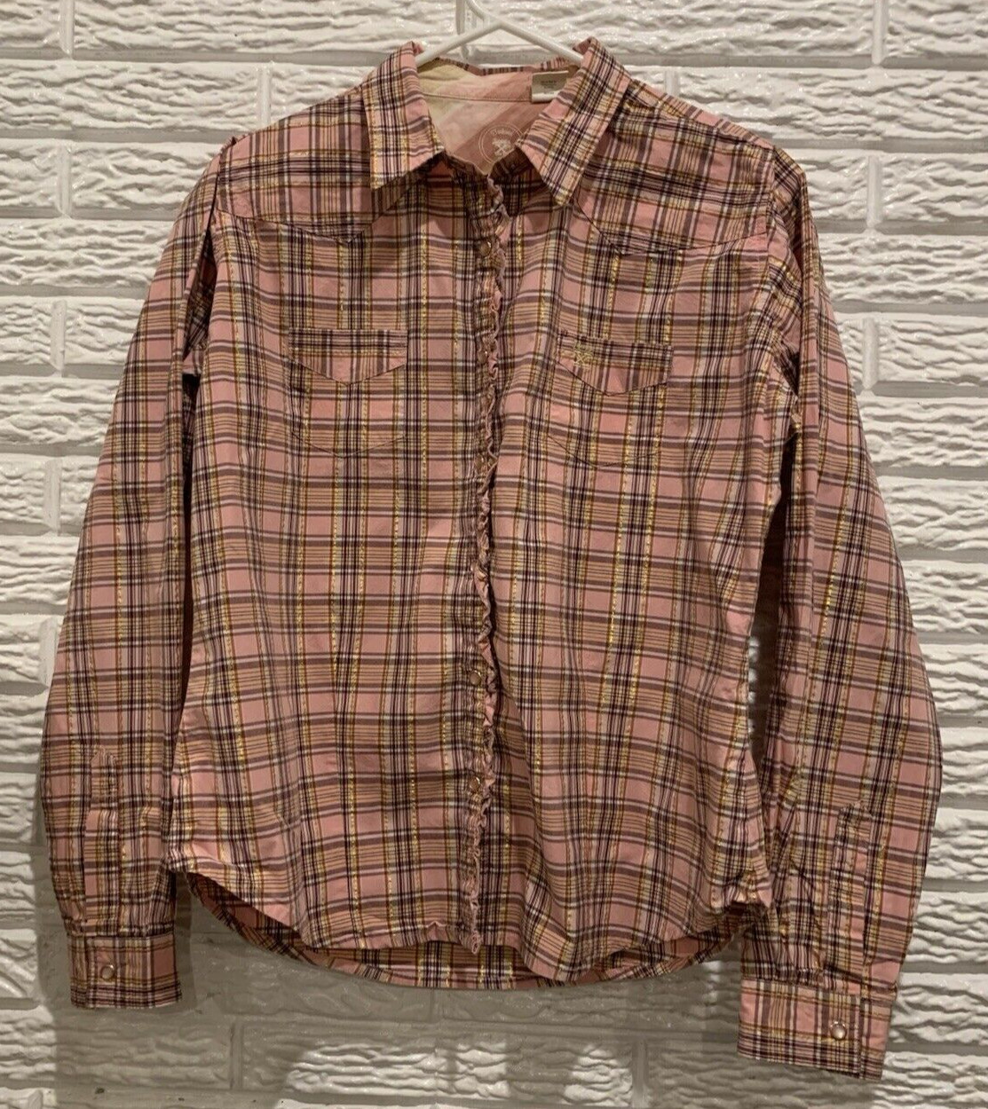 Women’s Twenty X Brand Long Sleeve Snap-Up Pink Western Shirt Size L (Fits Med)