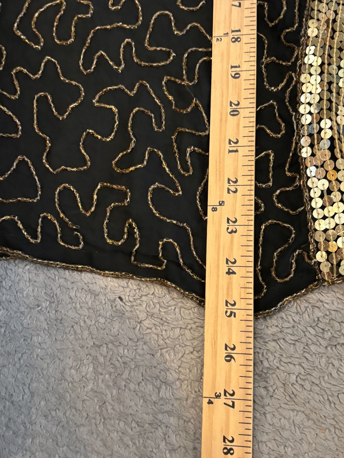 VTG Jean for Joseph Le Bon Silk Sequin Beaded Black Gold Formal Top- Size Medium