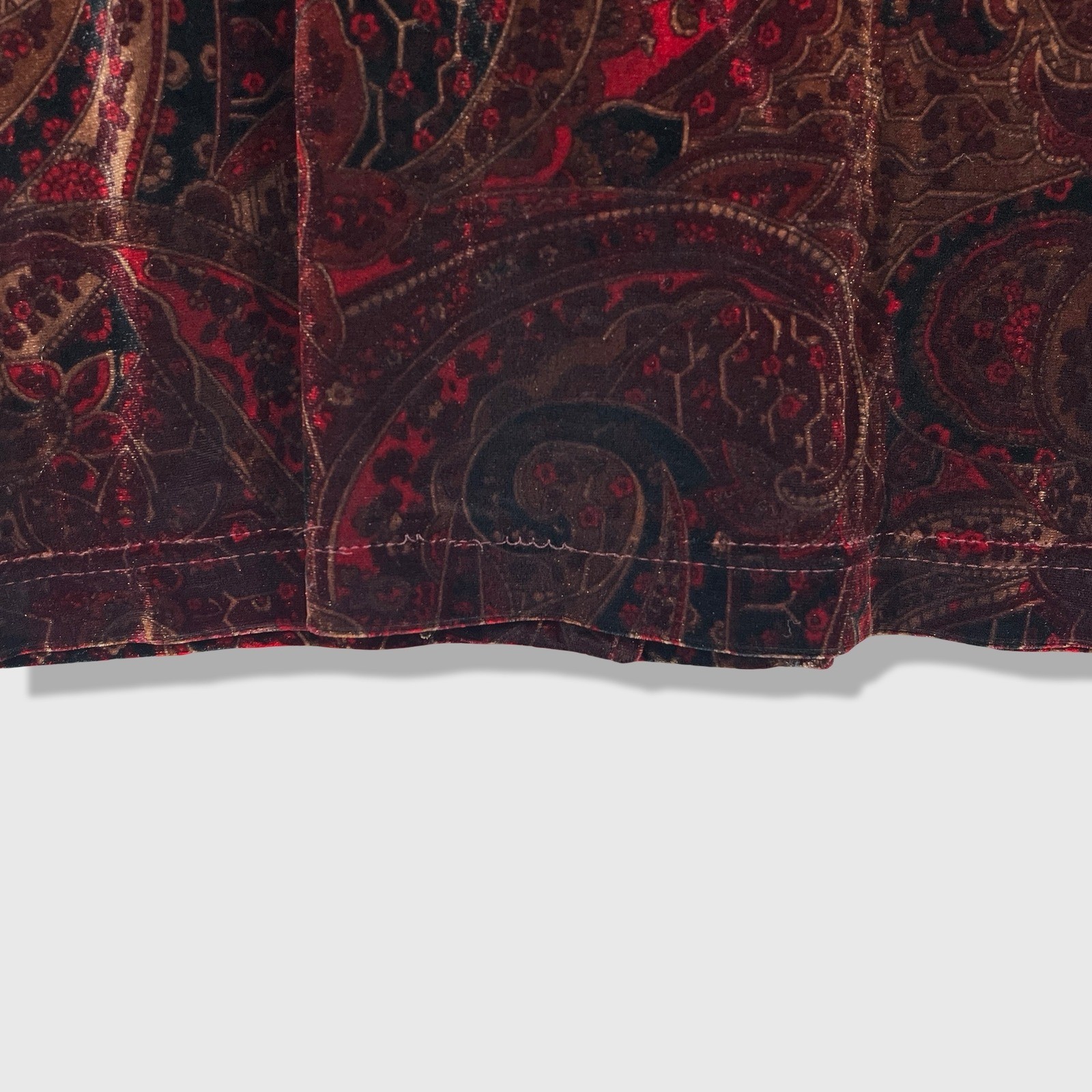 Sag Harbor Velvet Button Up Shirt Womens XL Red Paisley Vintage Goth Boho