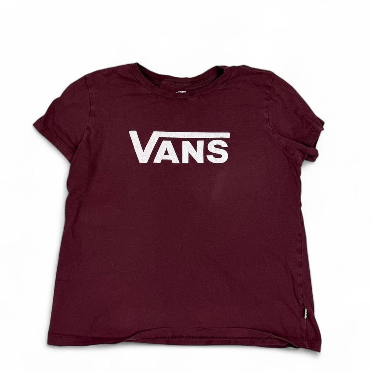 Vans burgundy t-shirt with white VANS logo women’s size large