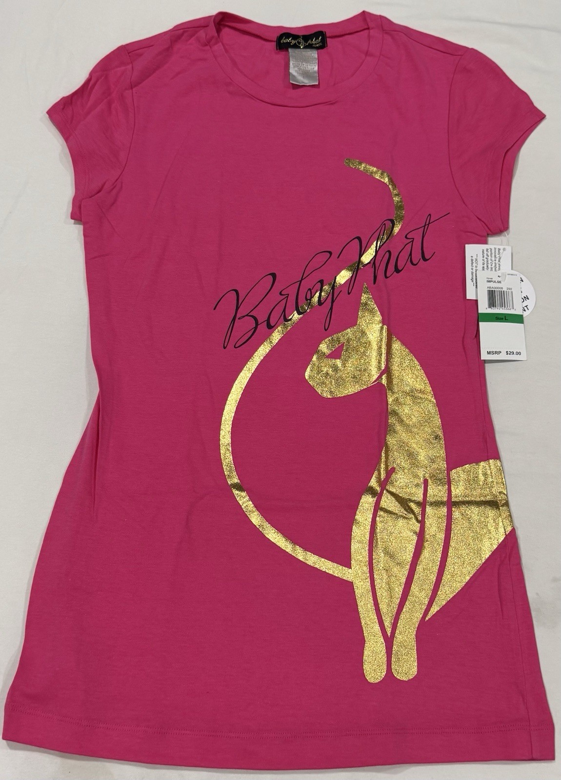 Baby Phat Jean CO Hot Pink Short Sleeve Shirt Size L NWT
