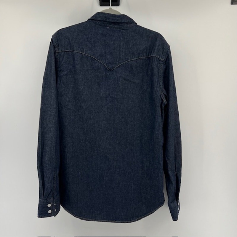 Levi’s Denim Chambray Pearl Snap Shirt Womens M Dark Wash Western Cowgirl Boho