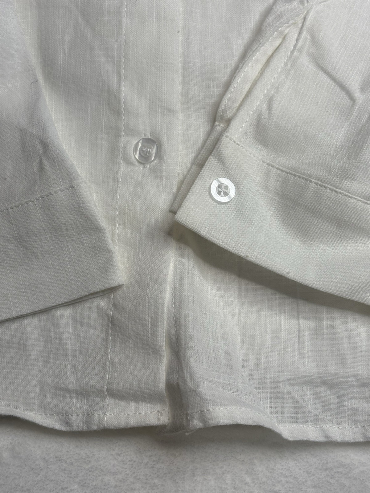 Temu White Woven Button Up Blouse Medium
