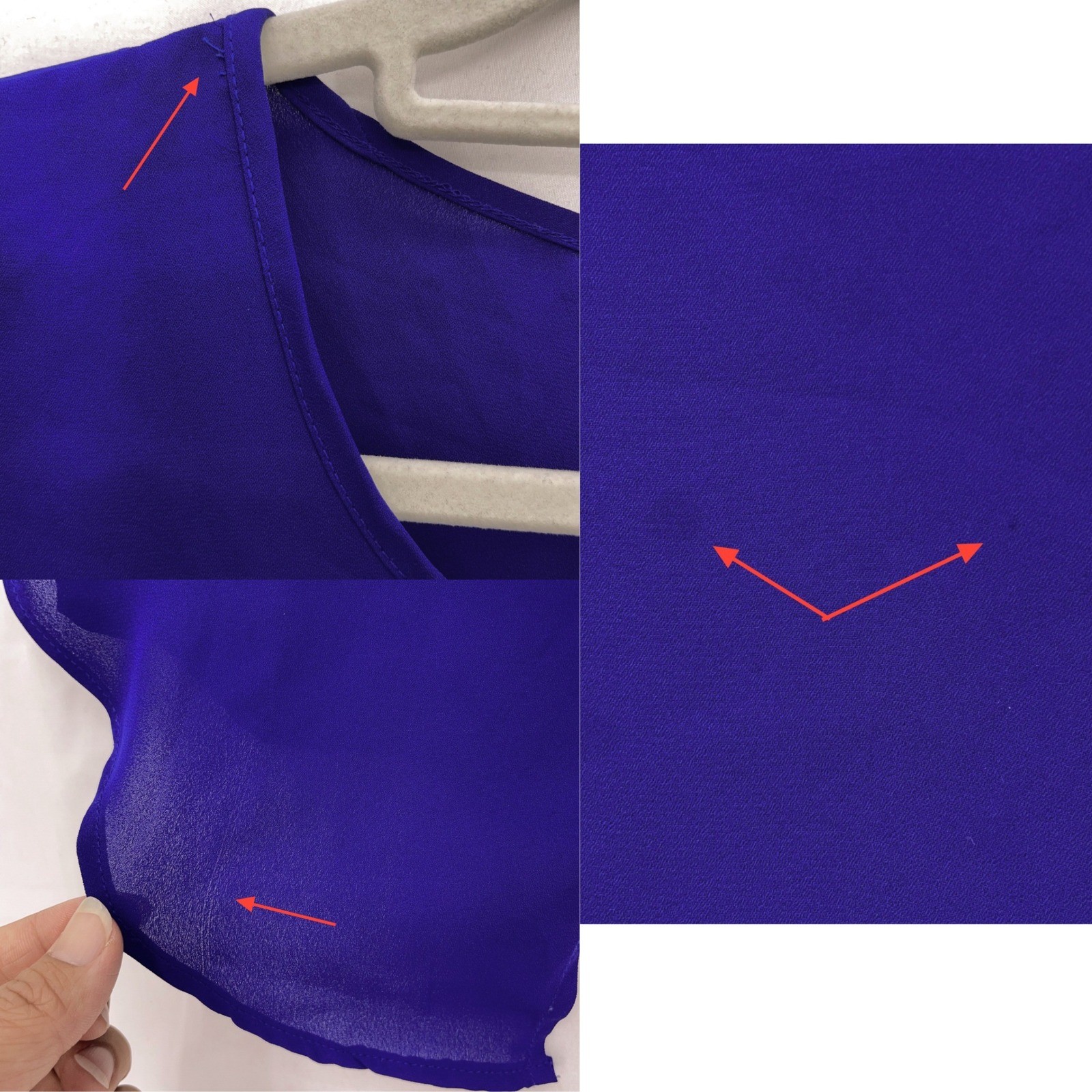 Edge Clothing Blue Roll Tab Sleeve Blouse S Zip Back Tulip Hem Chiffon Top
