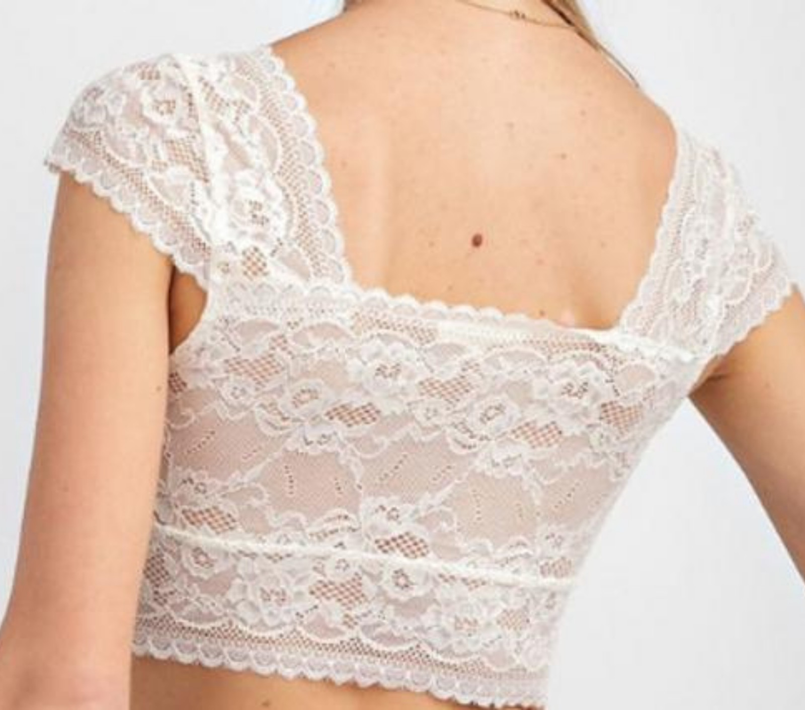 Mina Bellina Women’s Padded Bralette Crop Top Cap Sleeve 88% Nylon 12% Spandex