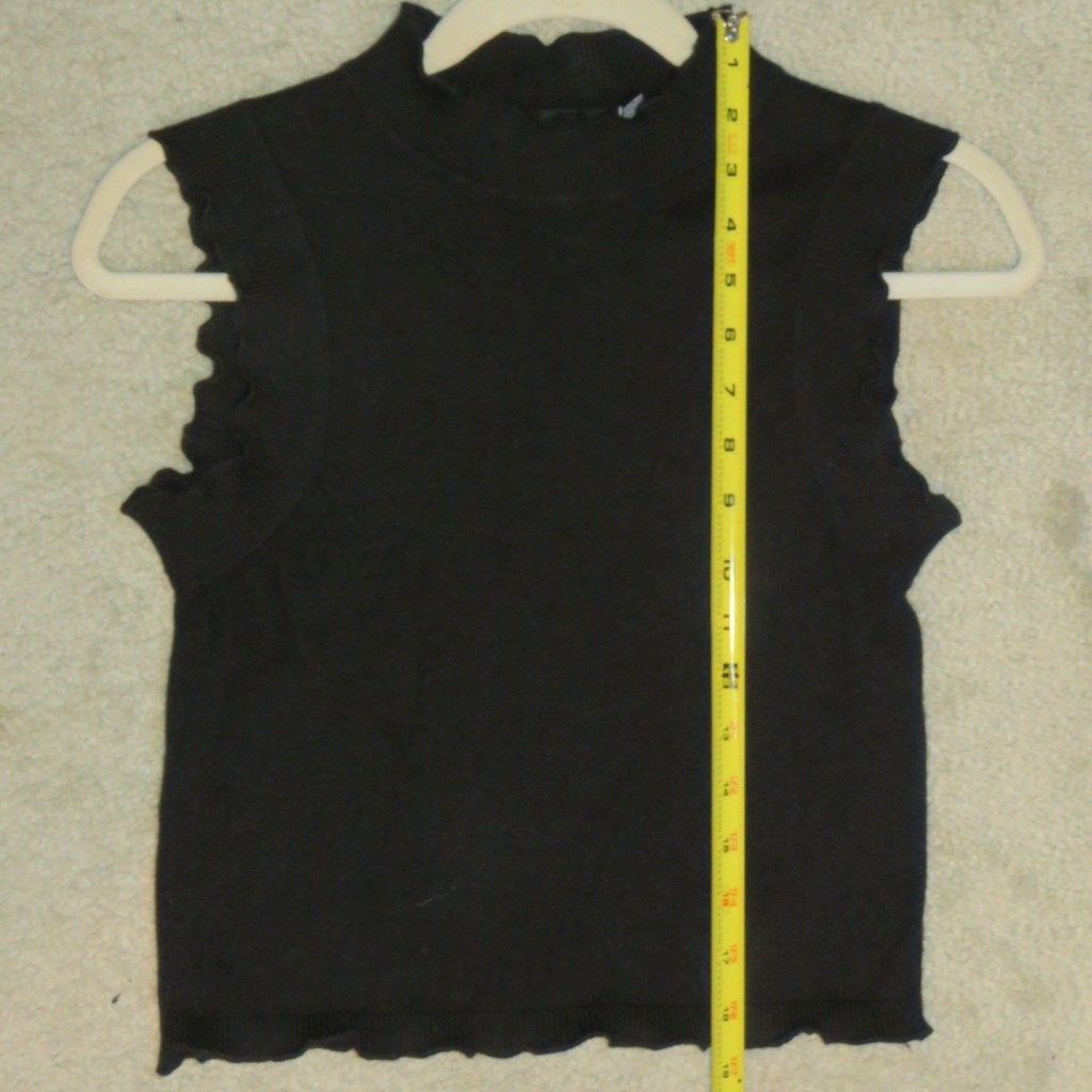 Vero Moda Sleeveless Black Knit High Neck Top Ruffle Trim Neck/Arm/Hem Small