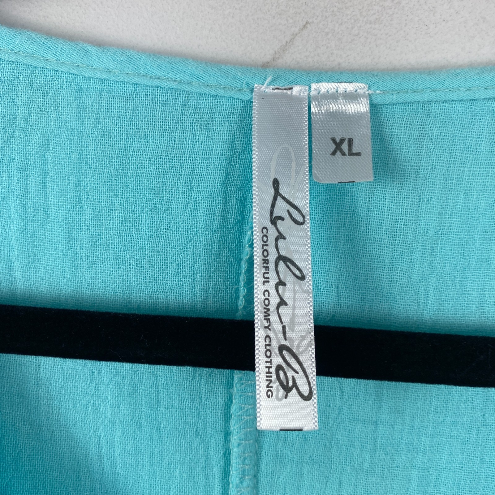 Lulu B Tunic Shirt Size XL Aqua Blue 3/4 Button Sleeves Cotton