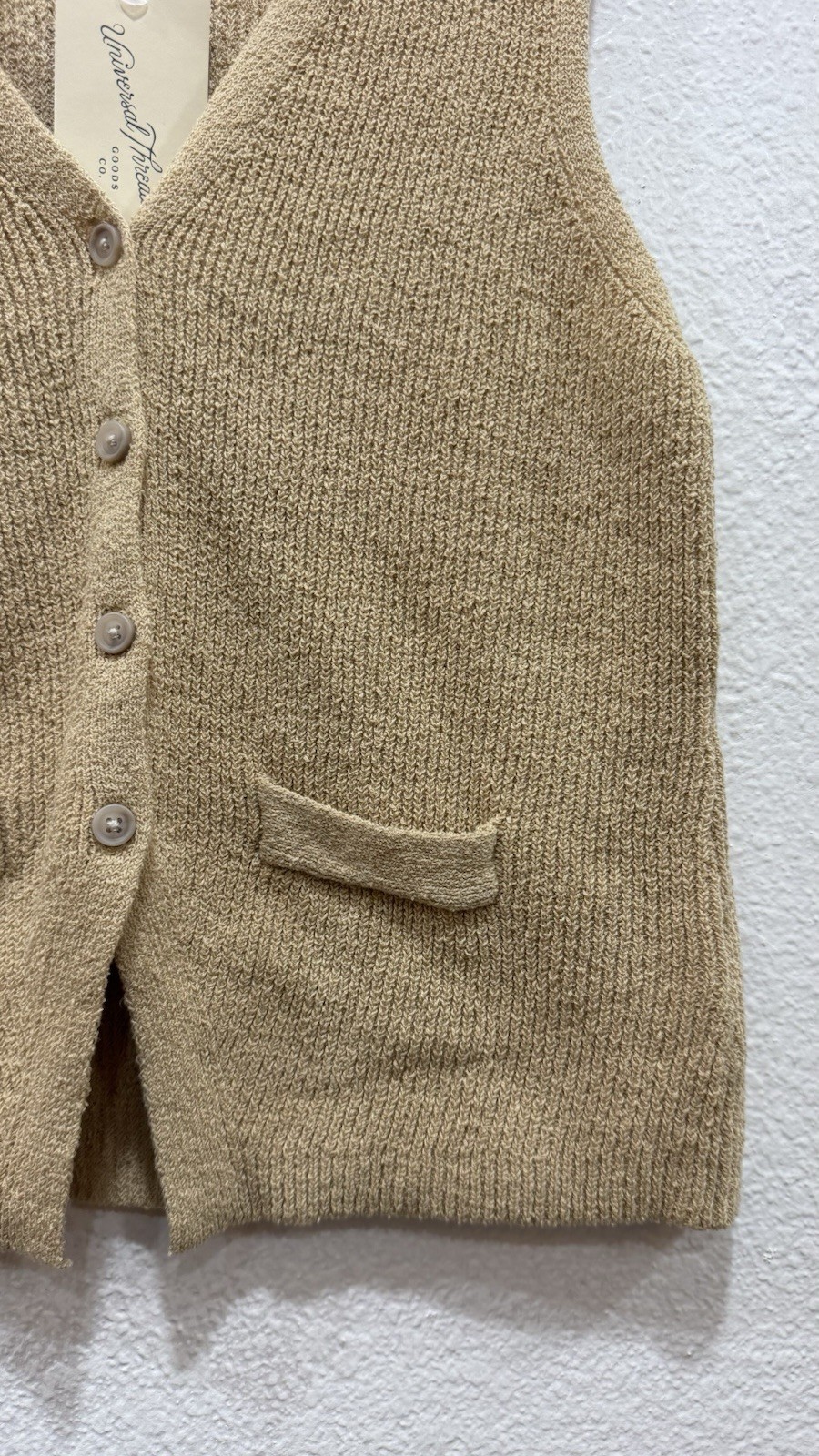 Universal Thread Knit Vest Beige Size M Button Front Pockets