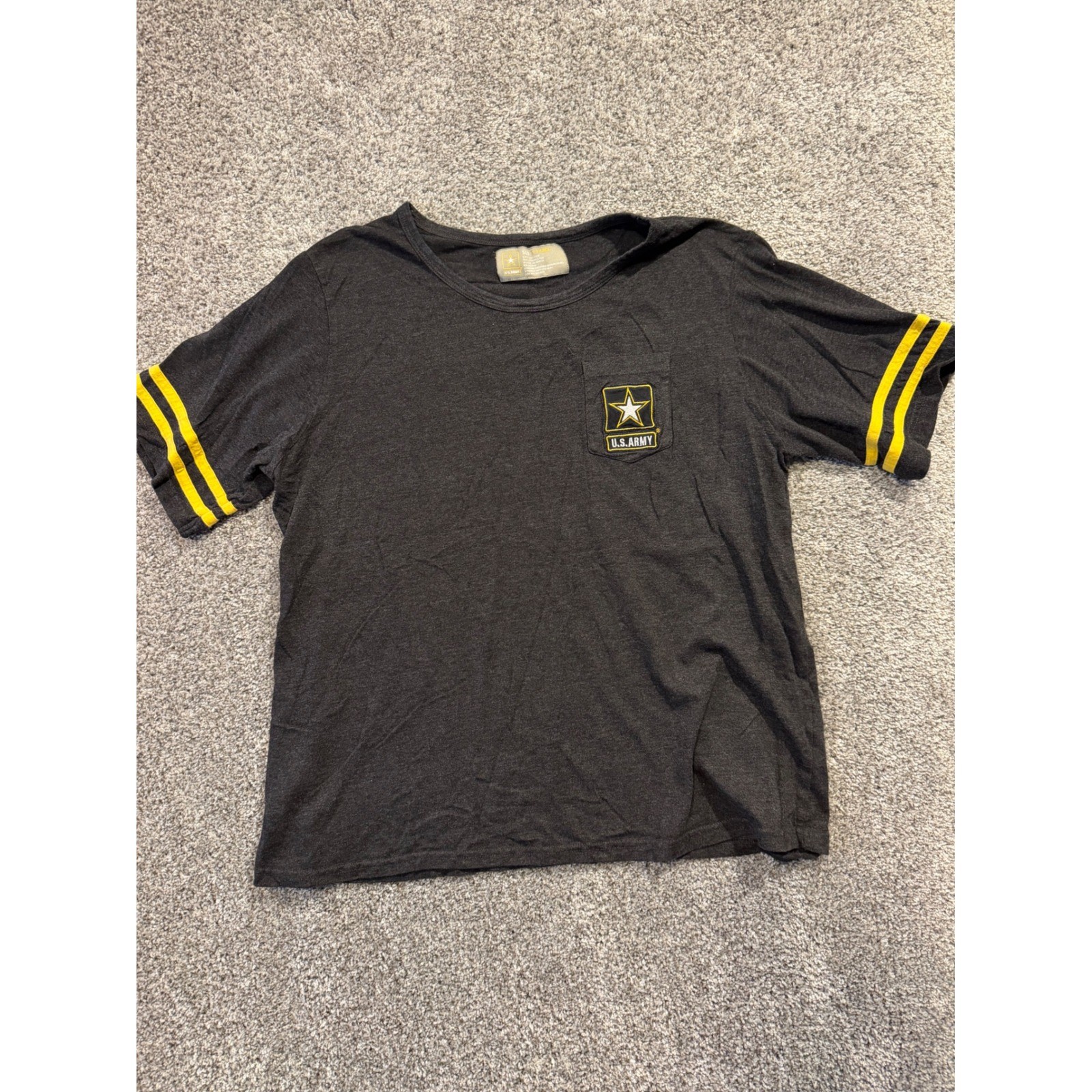 U.S. Army T-Shirt Womens XL Gray ARMY Graphic Varsity Stripe Pocket Tee
