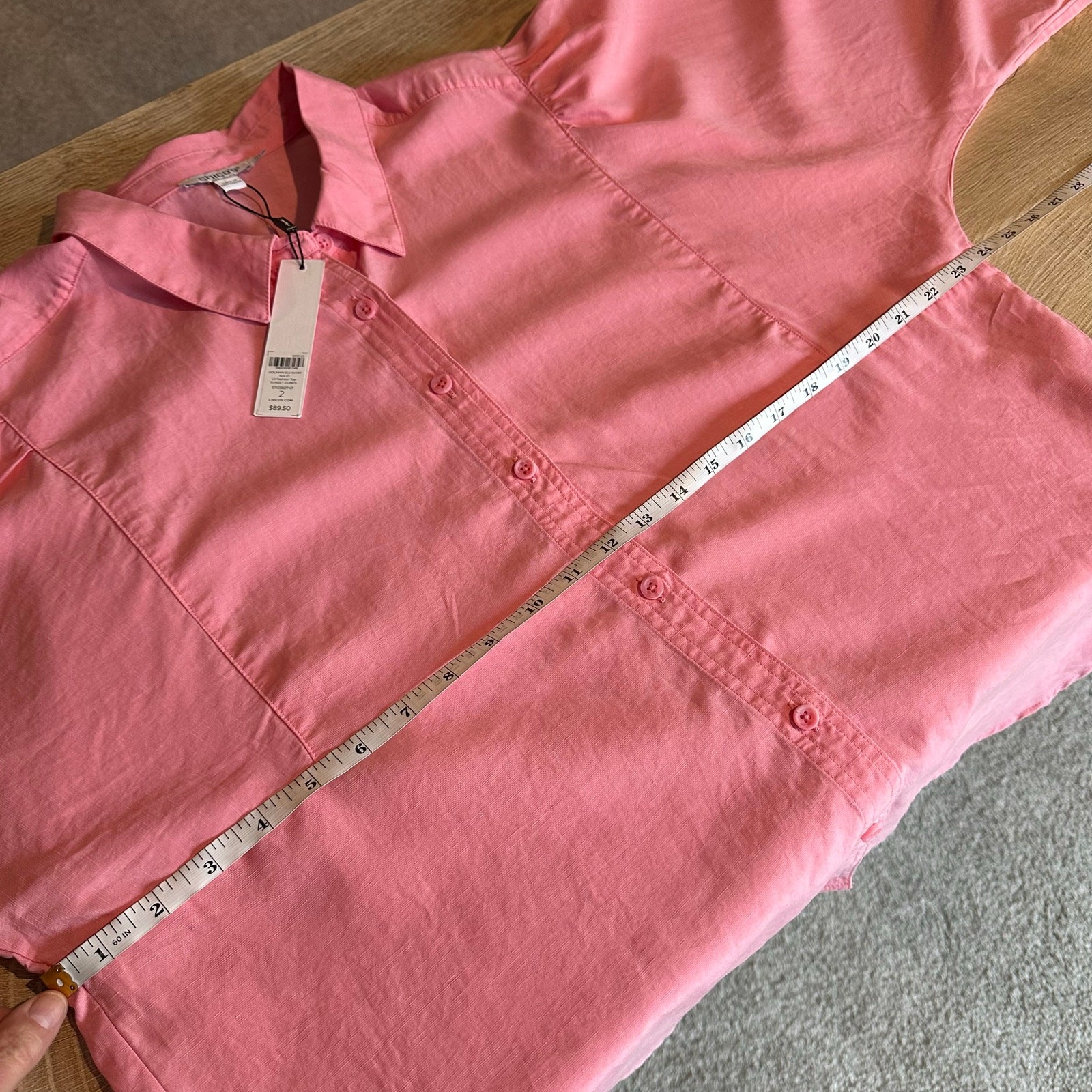 Chico’s Tencel Blend Dolman Sleeve Button Up Blouse Shirt Sunset Dunes 2 L