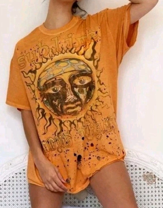URBAN OUTFITTERS SUBLIME ORANGE DESTROYED TEE DRESS L/XL
