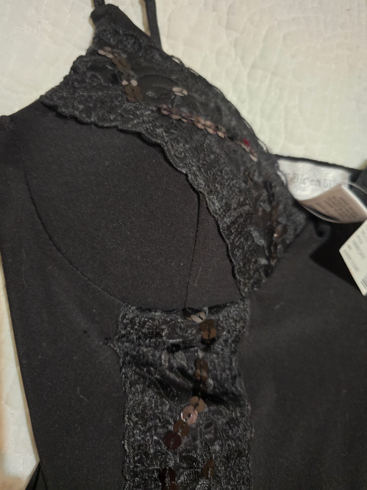 NWT Y2K Goth Grunge Siren Lily Black Sequined Cami Black Size Small