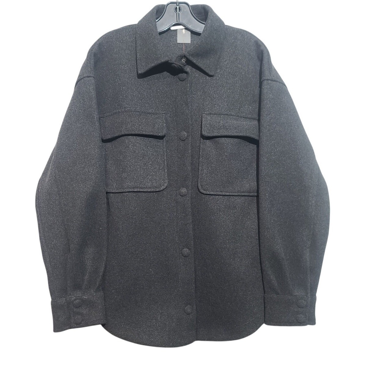 Calia Patch Pocket Relaxed Shacket Large Charcoal Gray NWT Soft Cozy