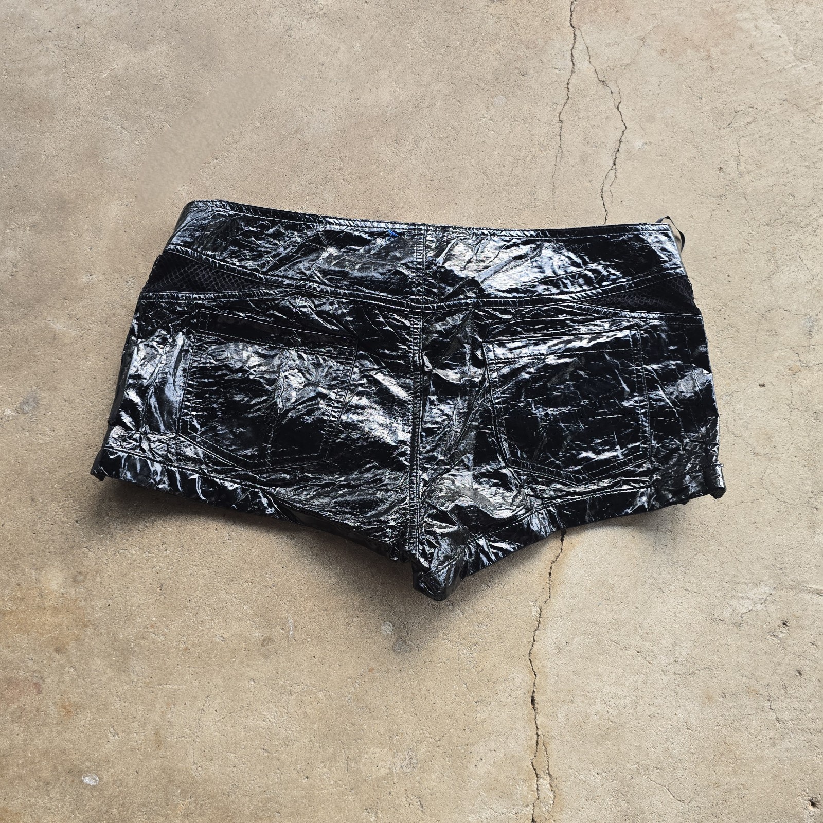 PUNK RAVE Micro Mini Patent Leather Shiny Zipper Goth Emo Scene Booty Shorts
