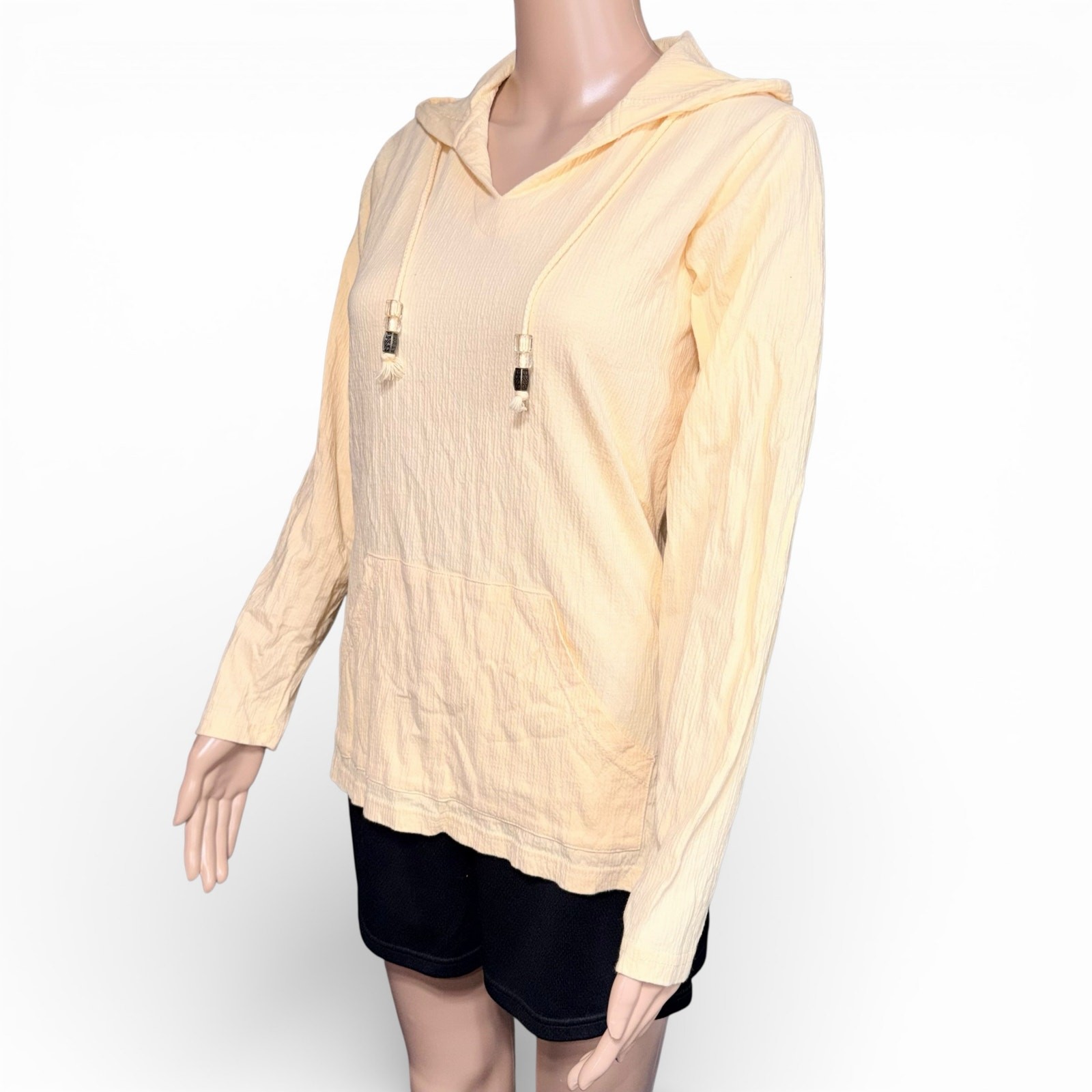 Artisans Womens Hooded Shirt Top Pullover Long Sleeve Lightweight Yellow Small