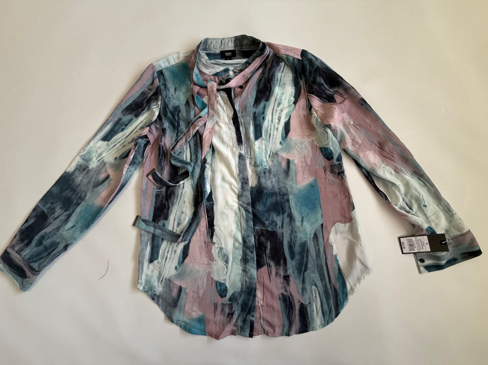 NWT Mossimo Women’s Abstract Print Tie Neck Blouse Size S
