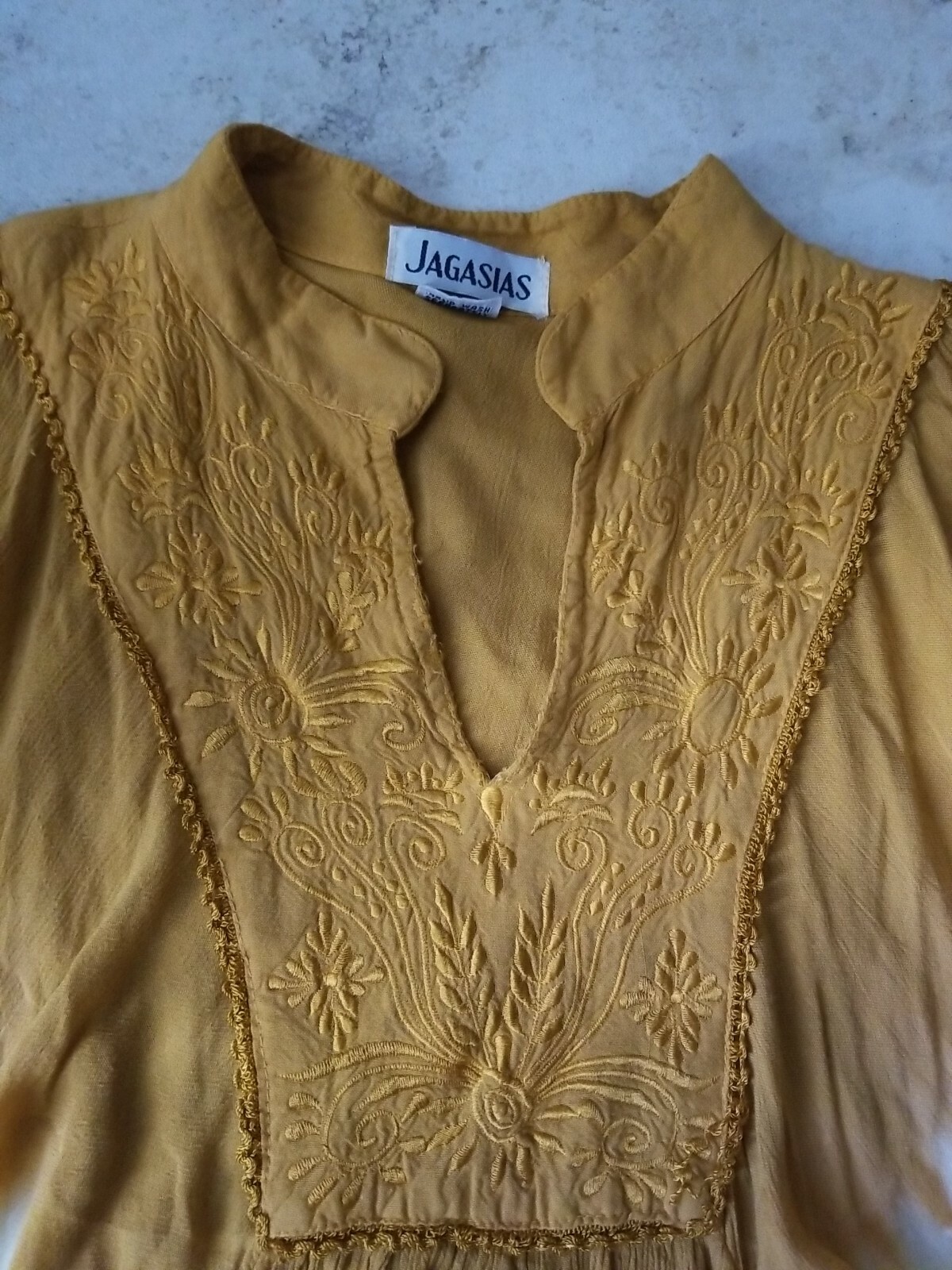 Jagasias Shirt Tunic Blouse Multicolor “Free Size” Yellow 100% Viscose Tie-Dye