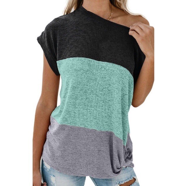 Twist Hem Dolman Sleeve Top Size S Small Green Black Dolman Oversized Tee New