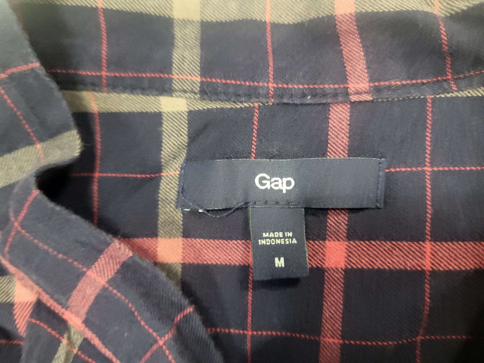 Gap Navy And Pink Front Ruffle Plaid Button Shirt with Self Tie Bow Size M