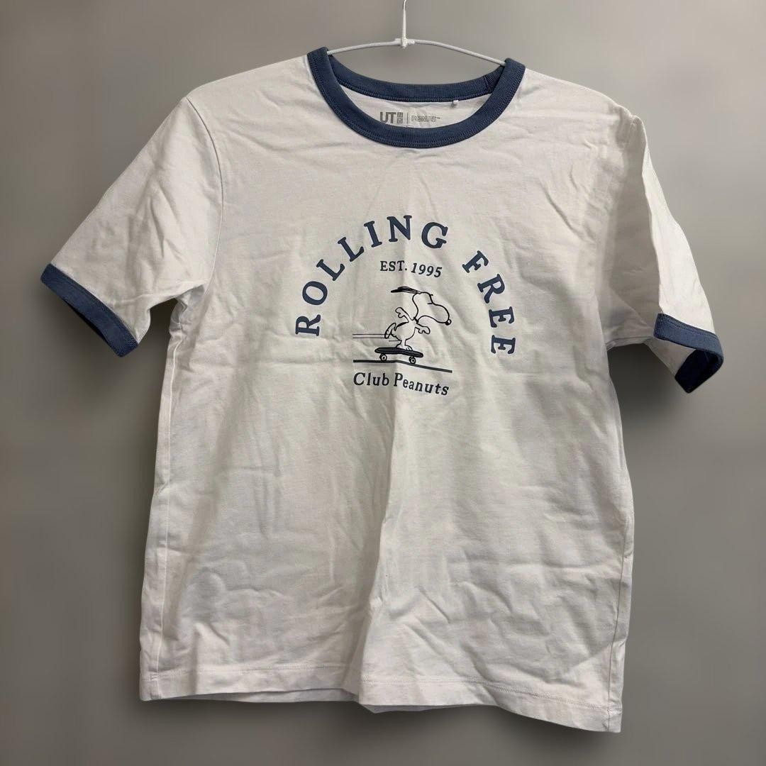 UNIQLO Snoopy T-Shirt White Blue Line S Excellent Condition
