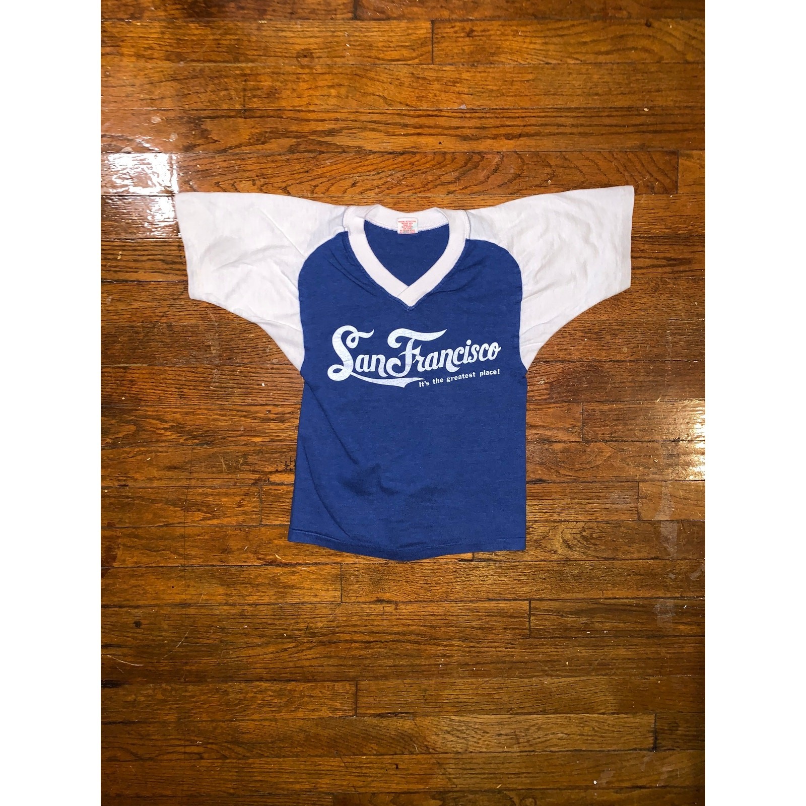 Vintage San Francisco Baby Tee Ringer Shirt XXS USA Collegiate Pacific 70s 80s
