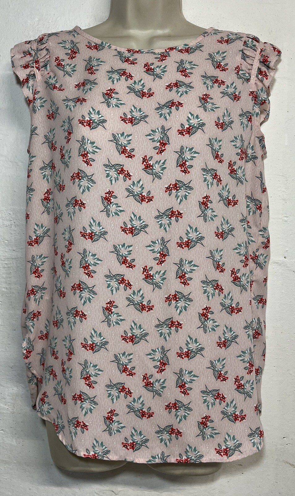 LOFT Small Sleeveless Blouse Light Pink Round Neck Top