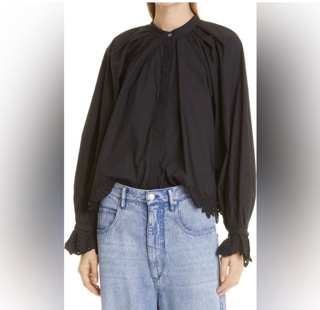 Isabel Marant ÉTOILE Black Ciladwel Blouse PuffSleeve Boho Whimsigoth Size 34/XS