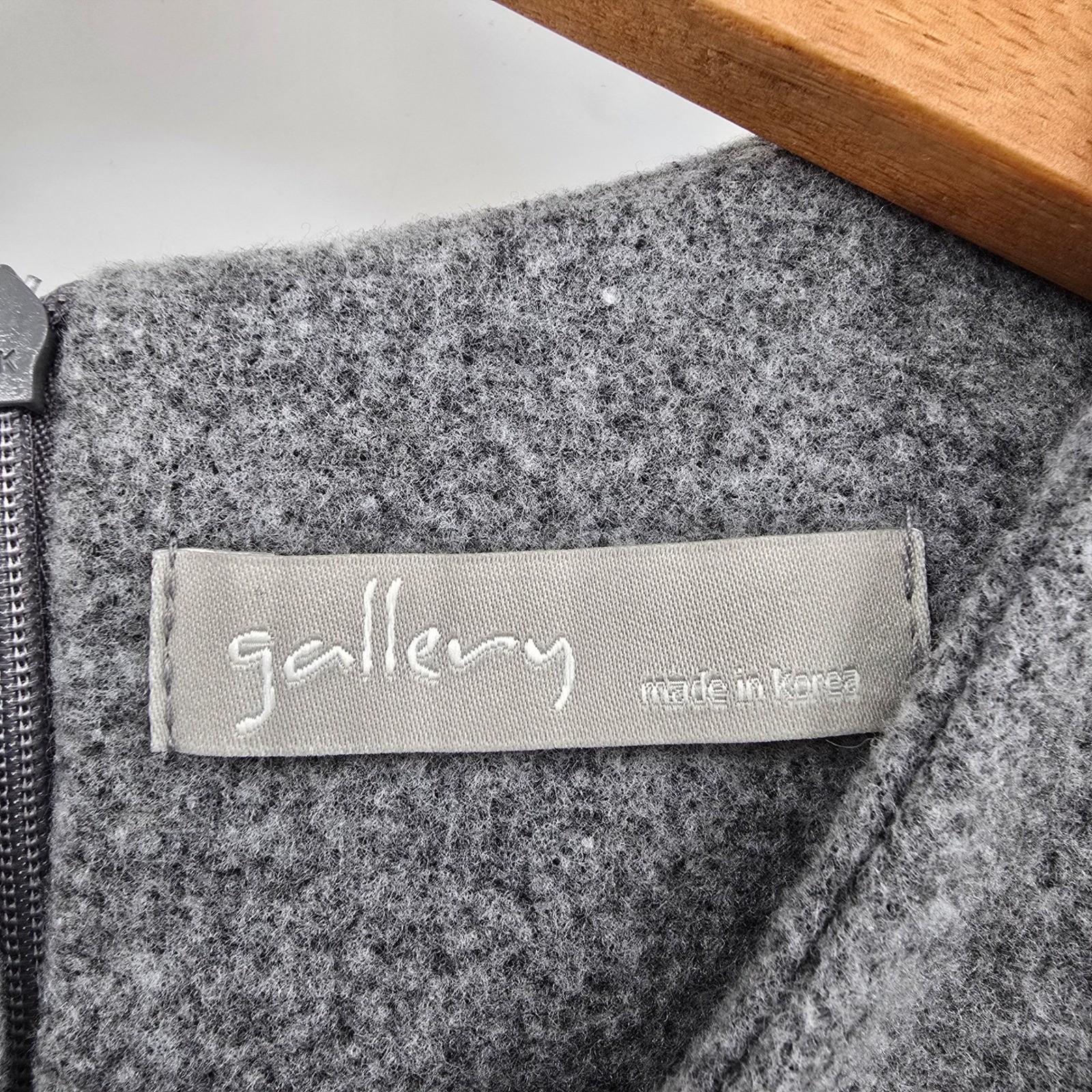 Gallery Pleated Peplum Top Long Sleeve Gray Made in Korea Minimalist