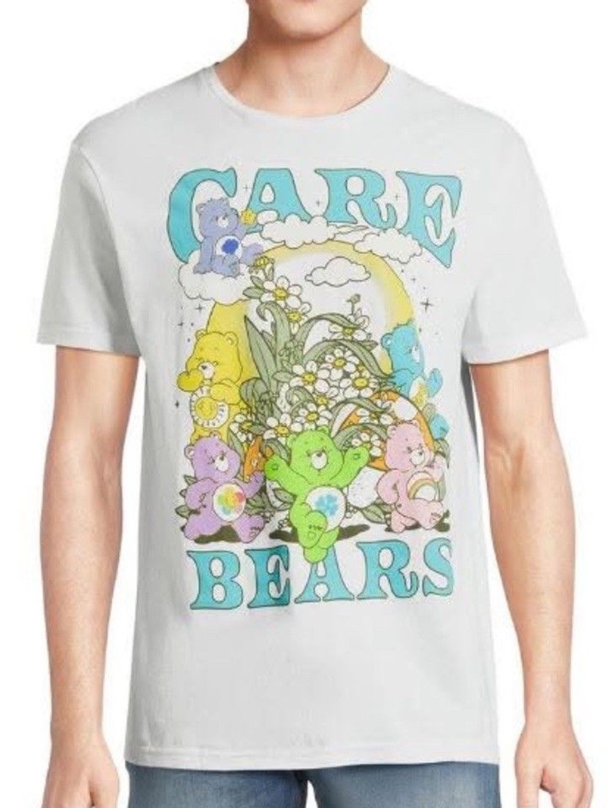 Care Bear T- Shirt White Graphic Tee 100% Cotton Adult Unisex Crew Neck Size 2XL