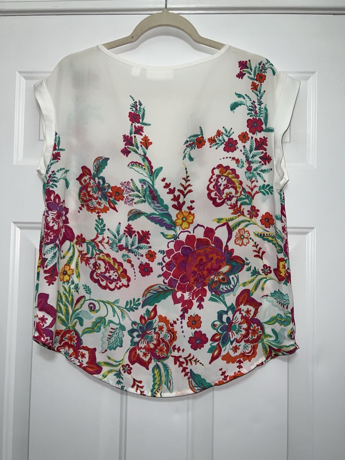 7th Avenue Shirt Blouse Womens Medium Pink Floral Career Office Wear Cottagecore