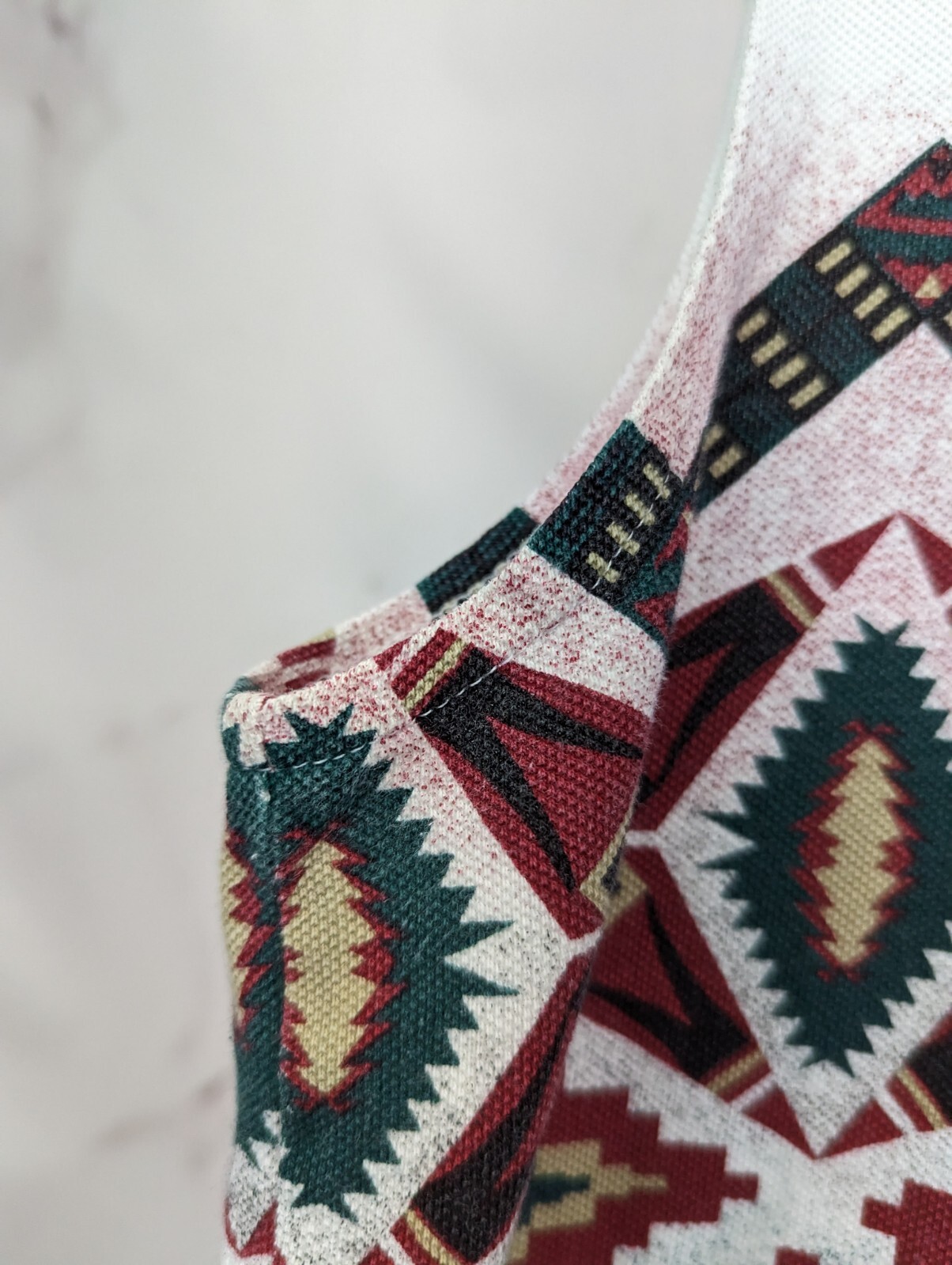 Vintage Top Women Large Tank Southwest Sleeveless Shirt 90s Polo Aztec