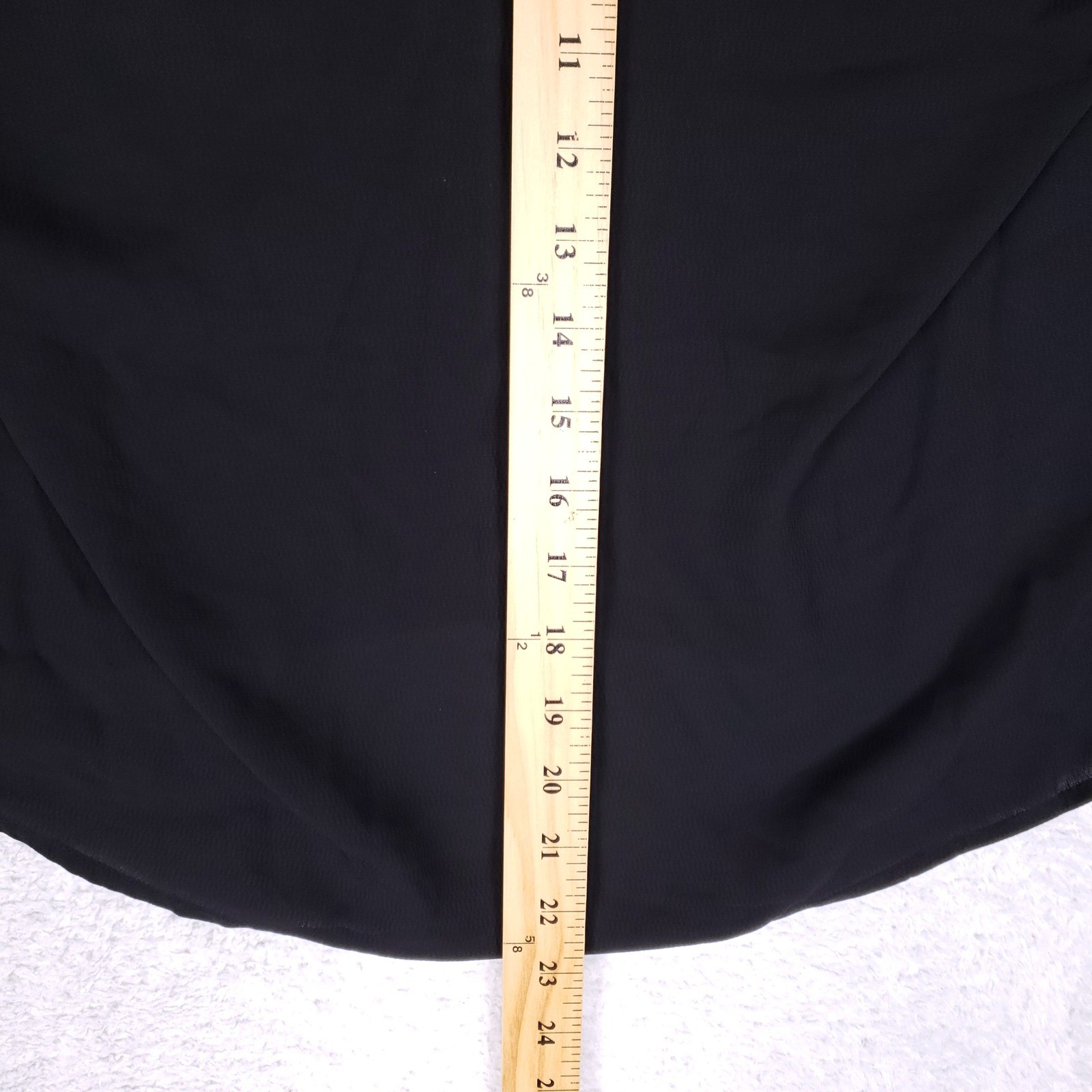 Haute Monde Blouse Womens L Scallop Neck Black Tulip Sleeve Office Professional