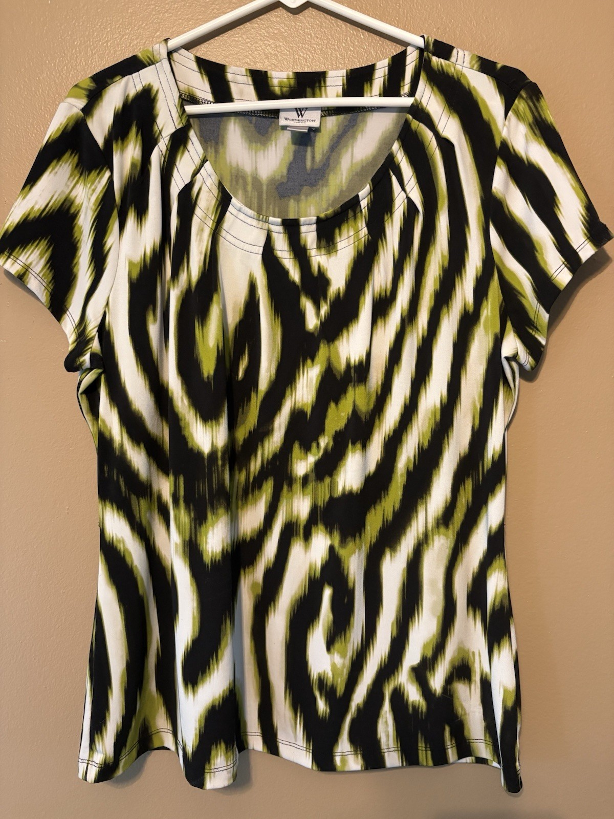 Worthington Woman Top Shirt Blouse Size XL Stretchy Flowy Slinky Travel Work