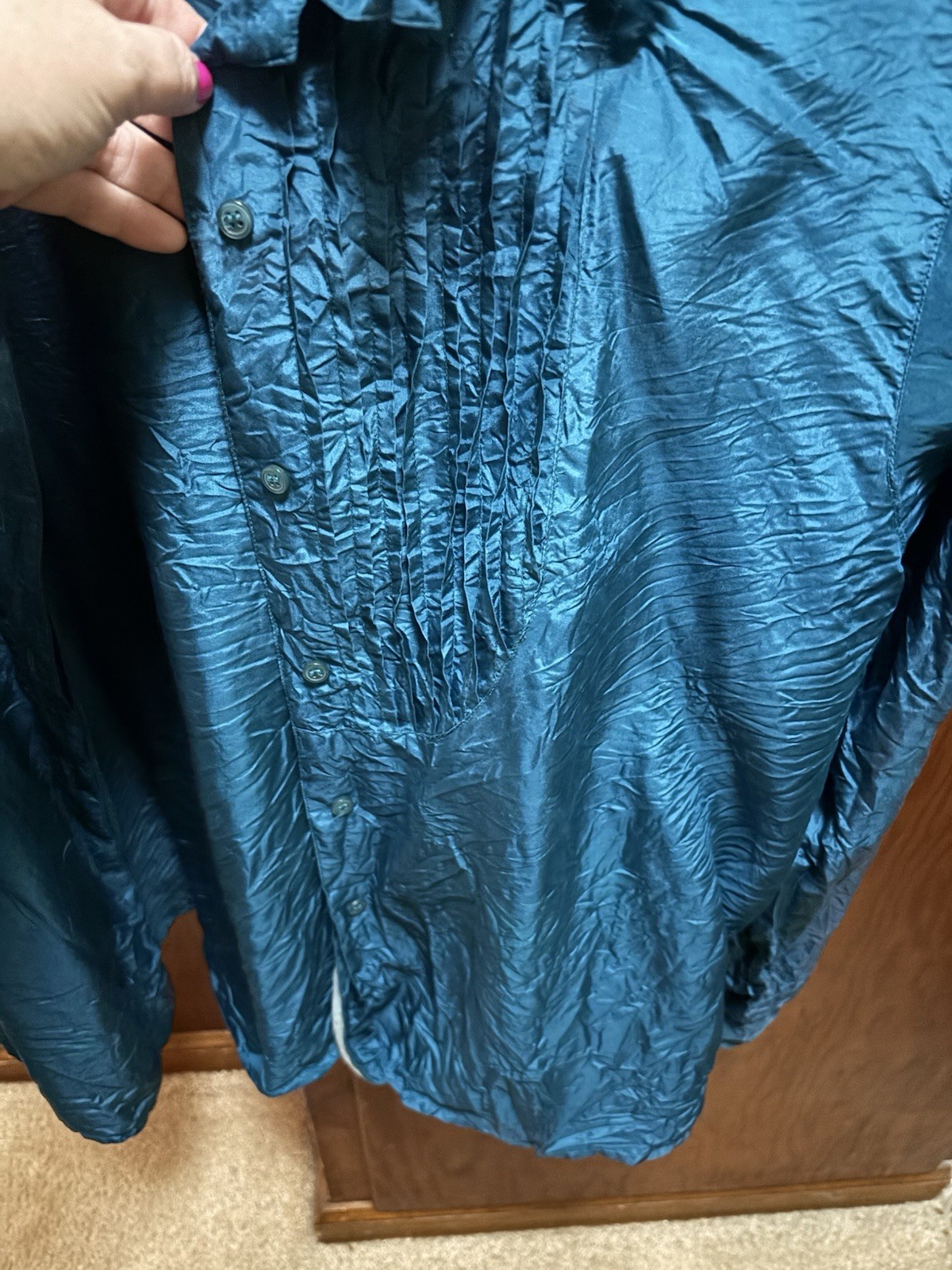 Women’s Size 16 Teal Newport News 100% Silk Blouse