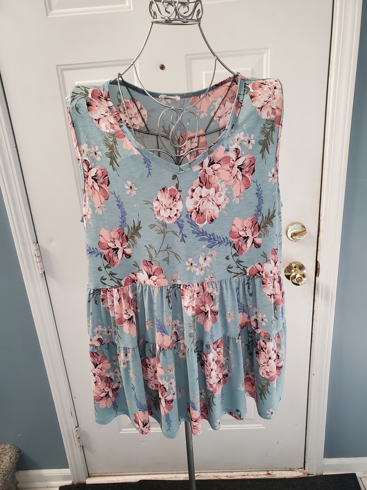 Be Stage Floral Pattern Babydoll Tank Top Size 3XL
