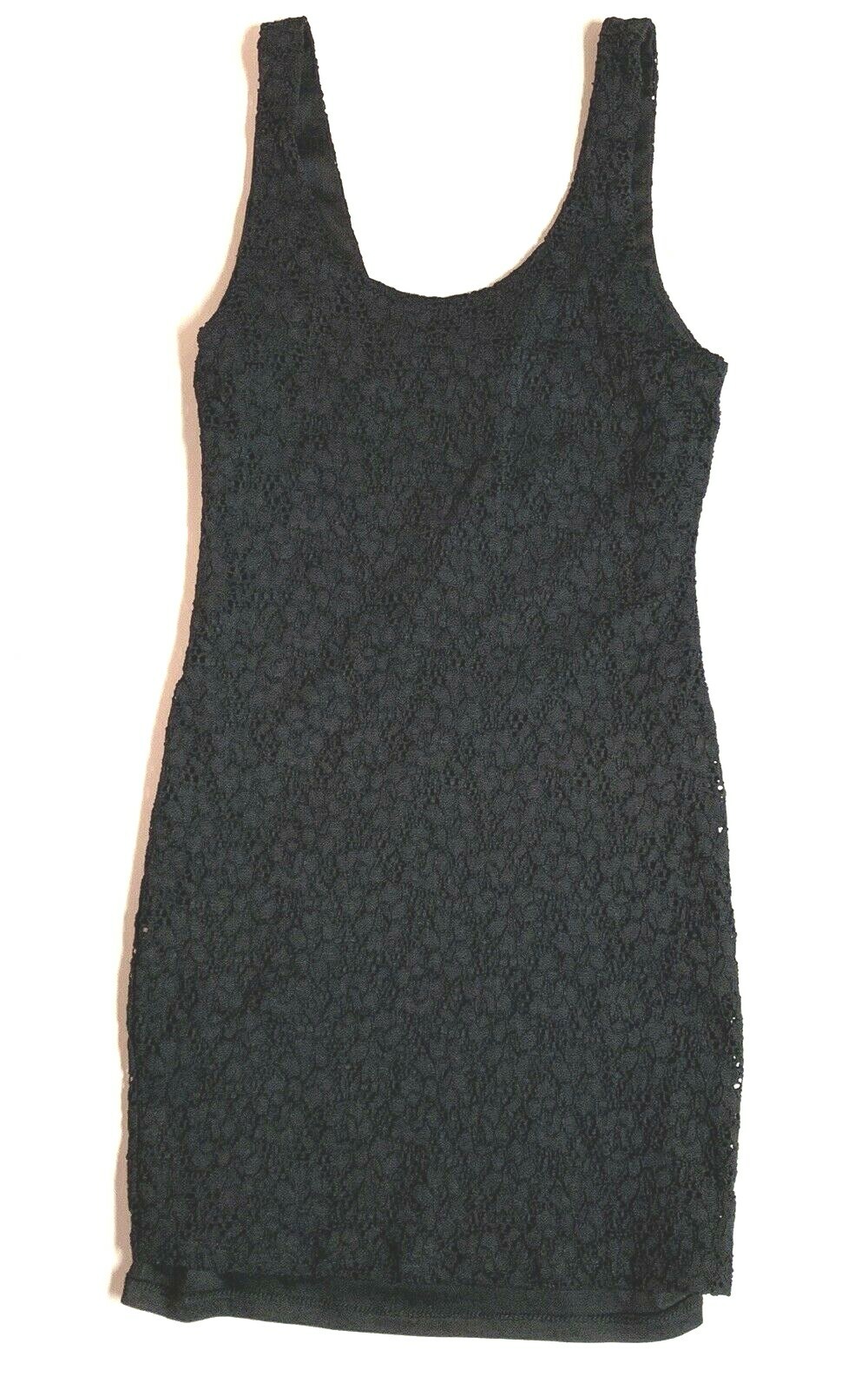 Wet Seal Eyelet Lace Bodycon Tank Top Black Small Short Dress Sleeveless Tight