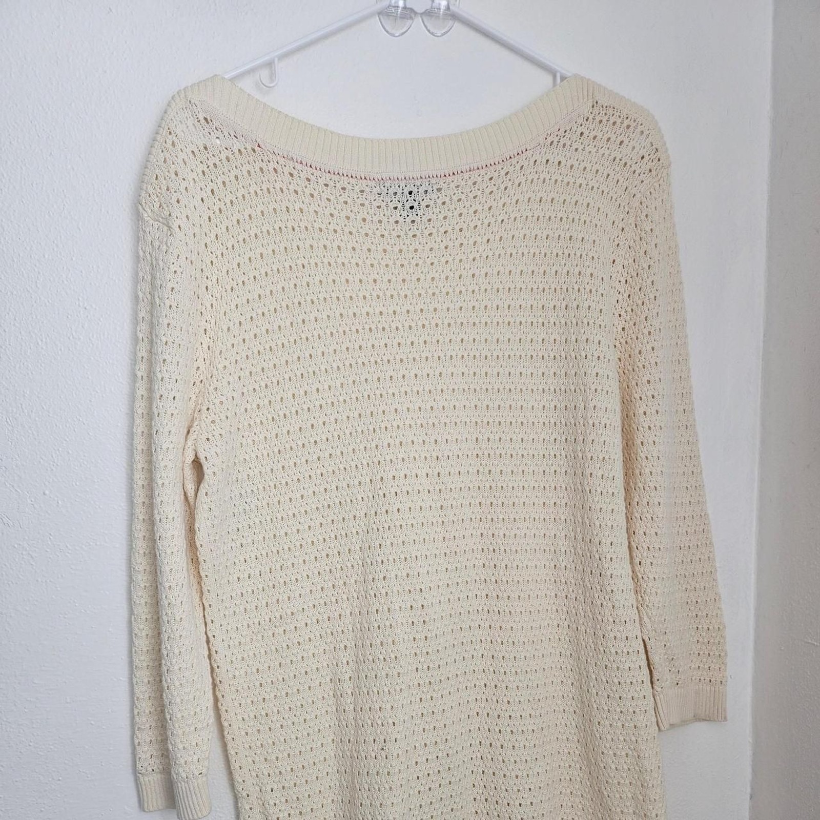 Tommy-Hilfiger Women’s Cream crochet layering Top, Modern preppy. Summer beach