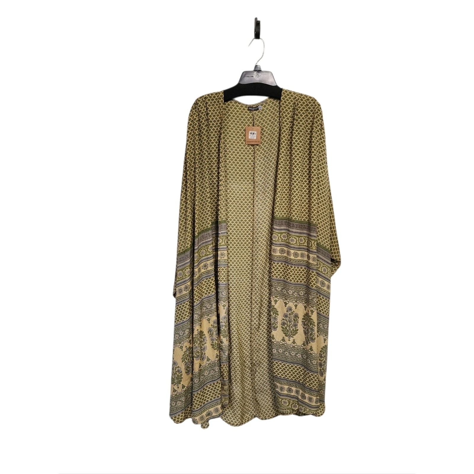 Earthbound Green Kimono Duster Onesize Silky Short Sleeve Boho Resort NWT