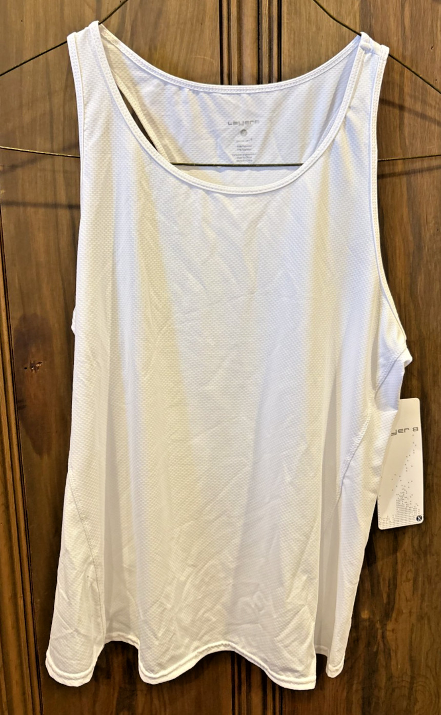 NWT Layer 8 Workout Tank Top White Sleeveless Lightweight Shirt Womens Sz Small