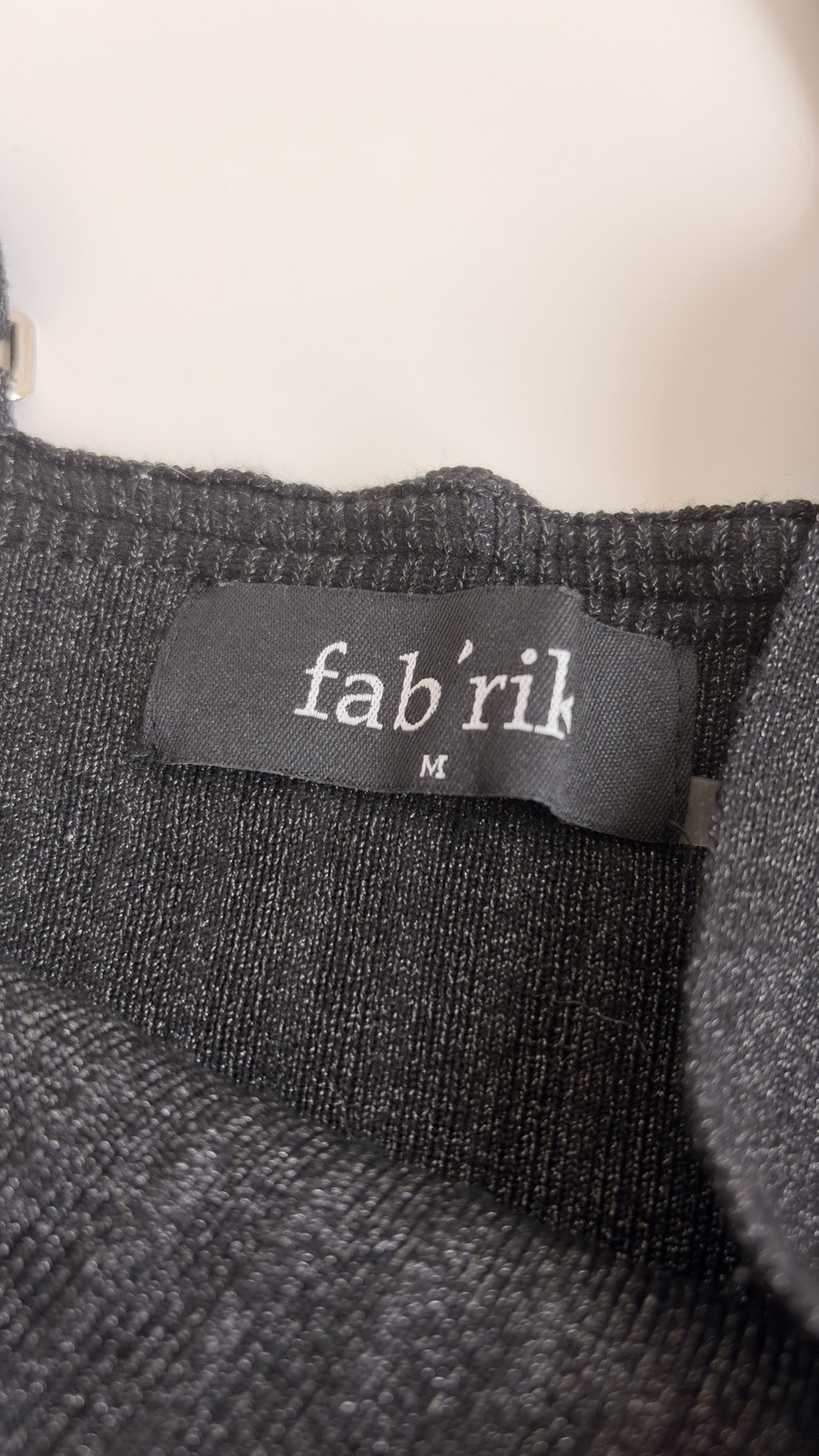 Fab’rik Black Silver Metallic Fringed Crop Ribbed Square Neck Tank Top Sz Medium
