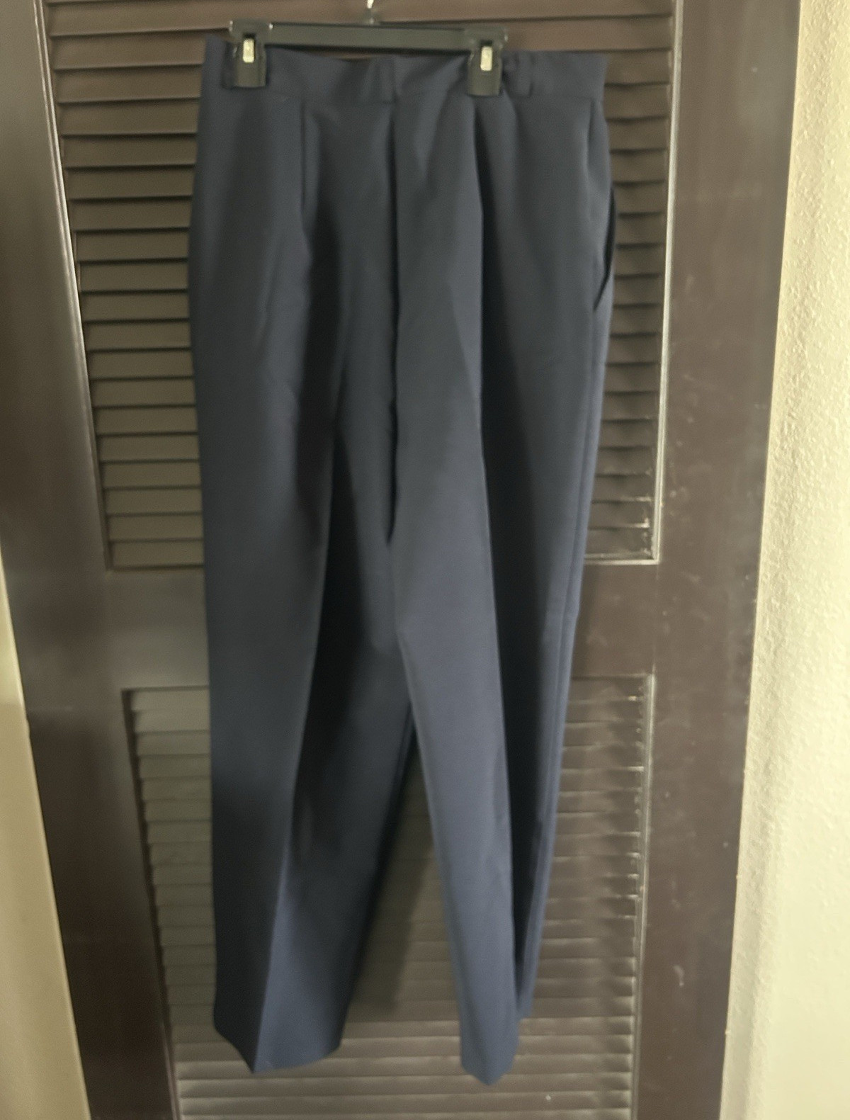Women’s Navy Pleated Front Solid Dress Pants Regular Fit L 34W