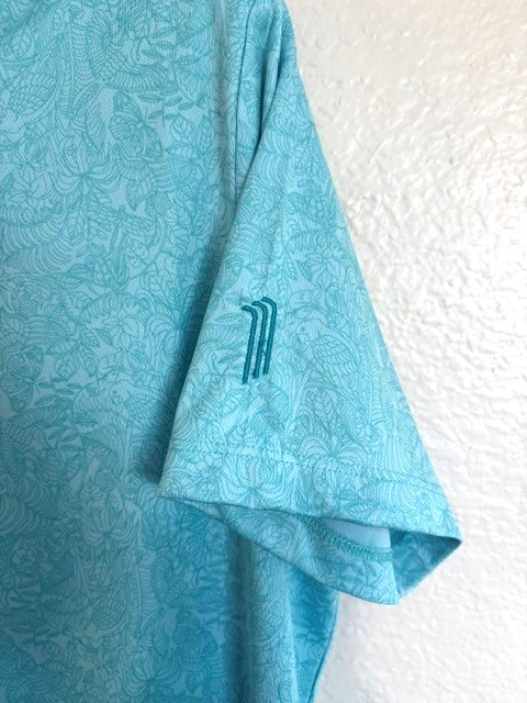 Women’s Greg Norman ML75 Play Dry Golf, Lt. Teal Sport Short Sleeve Shirt Sz. L
