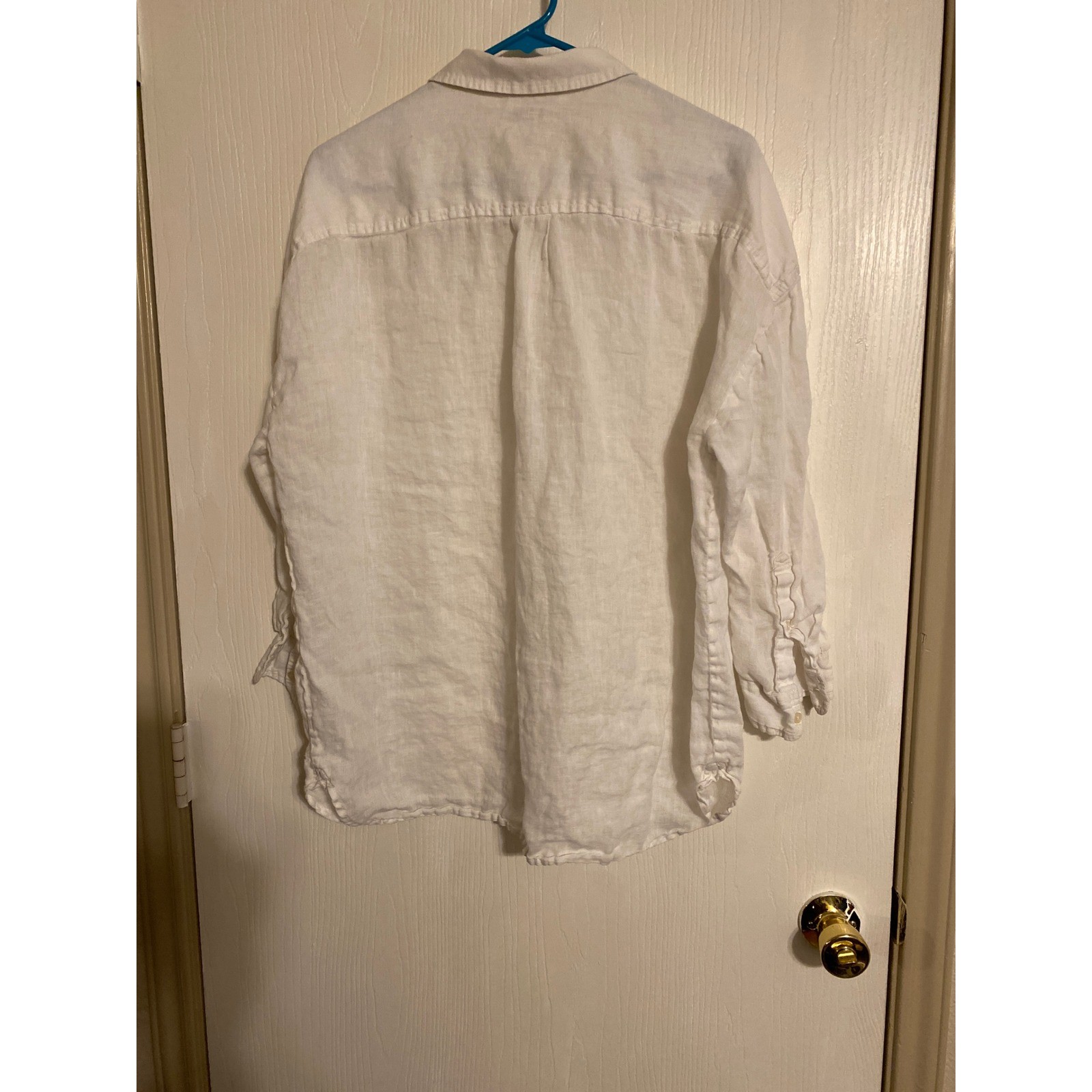 Gap Womens White 100% Linen Button Down Shirt Long Sleeve Pocket Top Large