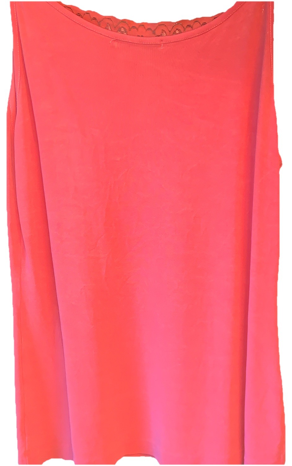 Cotton Colors Tank Top Solid Orange Lace Front Straps Sz Woman XG Acetate