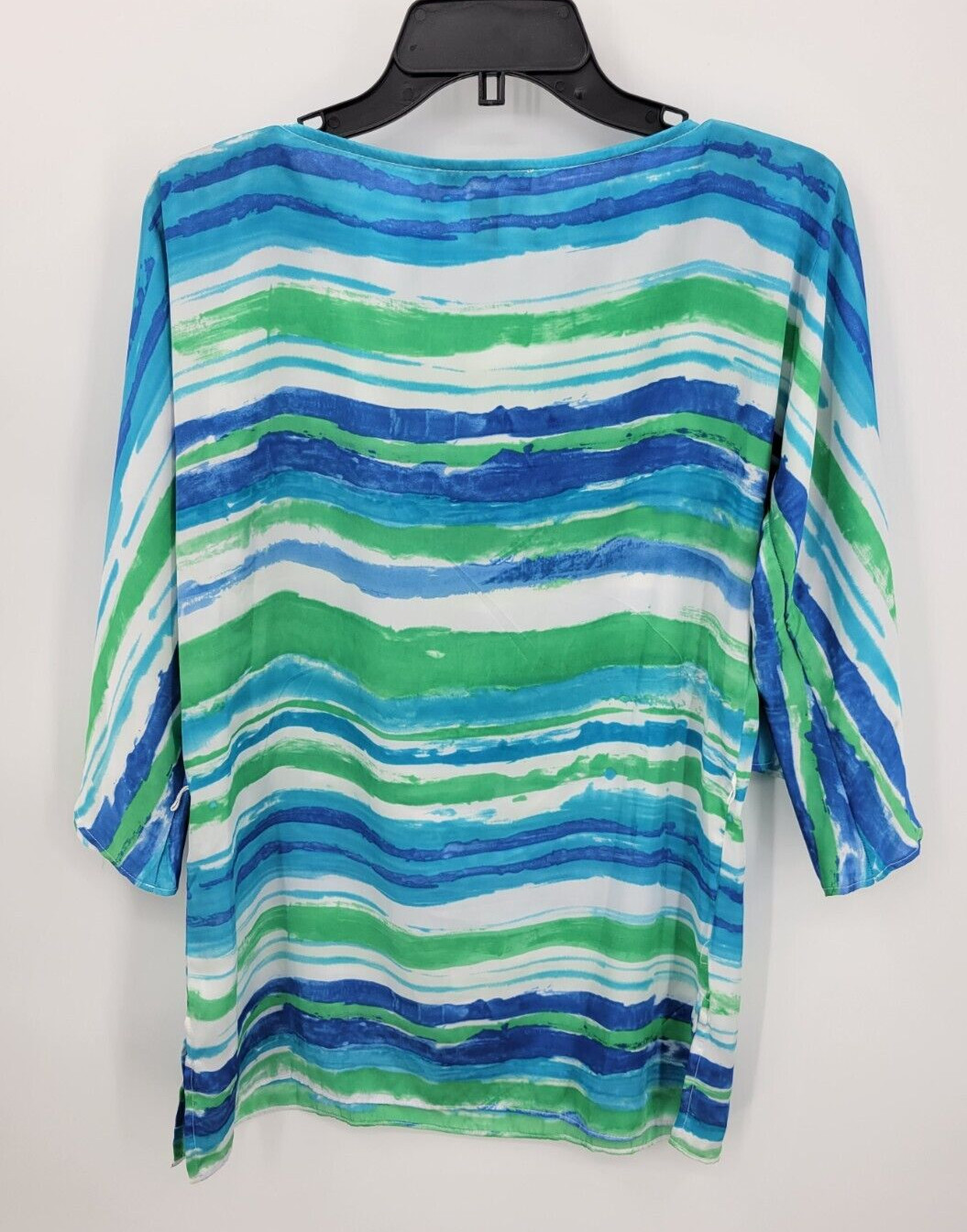Lauren Ralph Lauren Top Womens Small Green Blue Watercolor Stripe Artsy Flowy