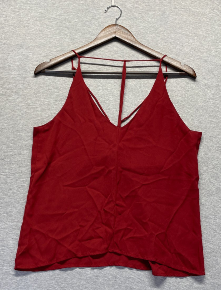 Timing Camisole Tank Top Womens Small Red V Neck Sleeveless Spaghetti Straps