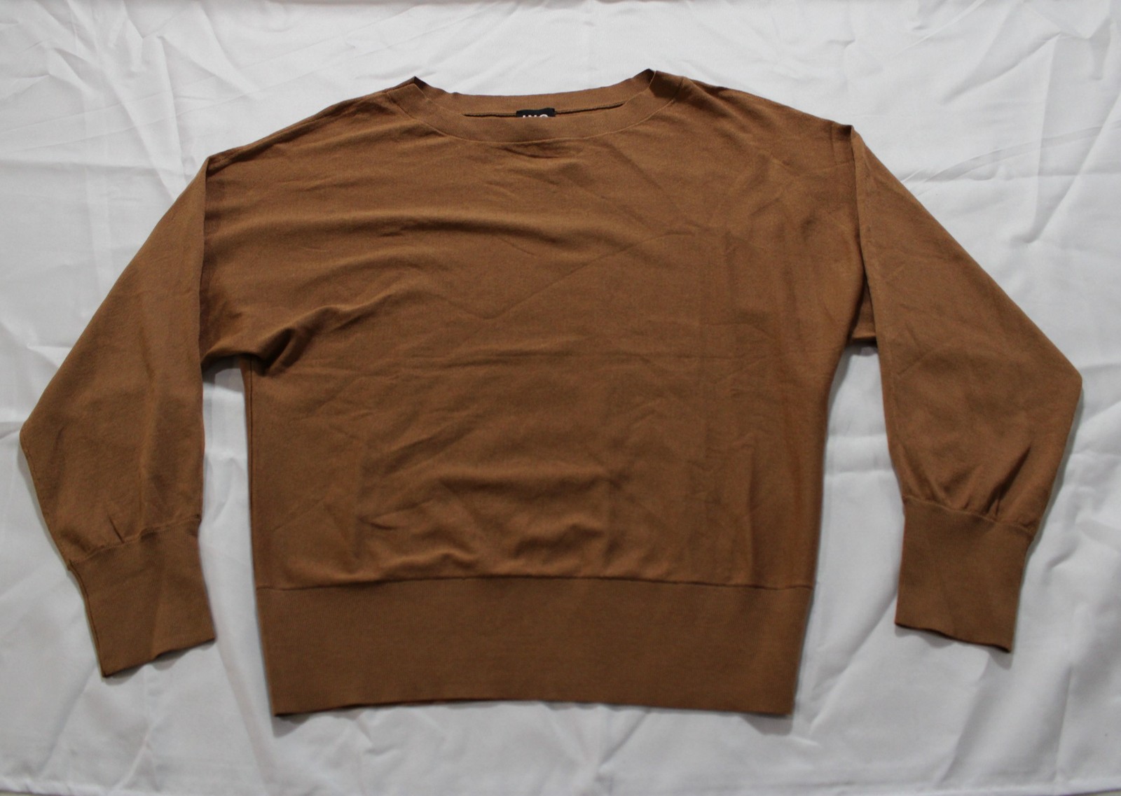 I.N.C Women’s Solid Boat Neck Long Sleeve Top EJ3 Brown Saira Medium NWT