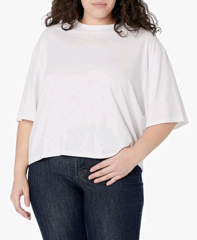 The Drop Womens Sydney Short-Sleeve Cropped Crew Neck T-Shirt Small White