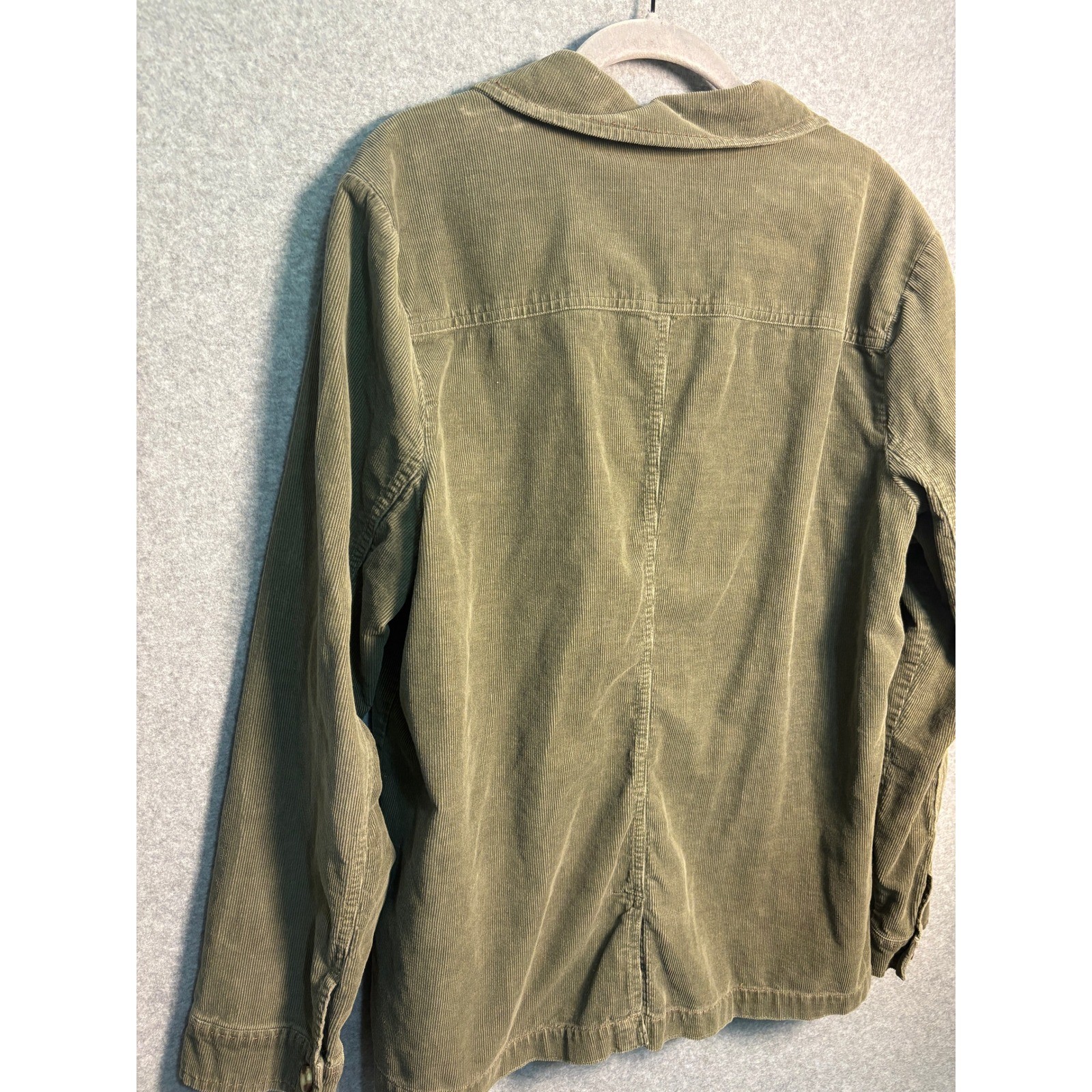 Classic Elements Corduroy Jacket Size 16 Olive Embroidered Boho Barn Coat